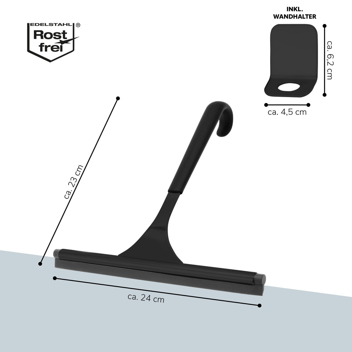 DUSCHABZIEHER, schwarz, Edelstahl - Schwarz, Metall (24/22/2cm) - bremermann