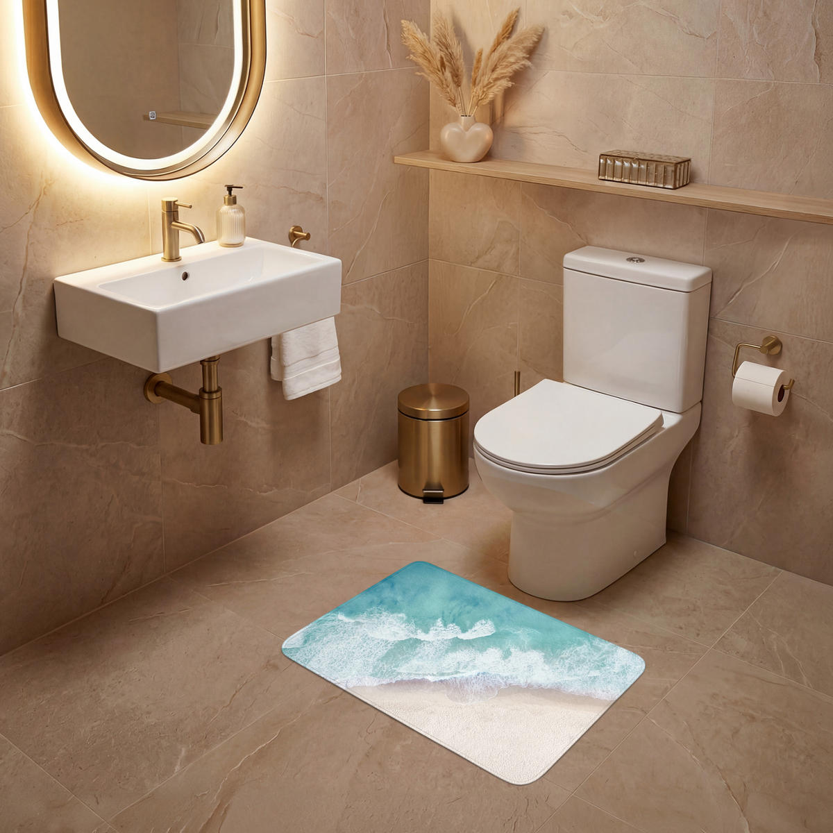 WC PŘEDLOŽKA Pláž - Moře - Příroda - Léto 60x40 cm - tyrkysová, textil/plast (60/1cm) - OnlyWow