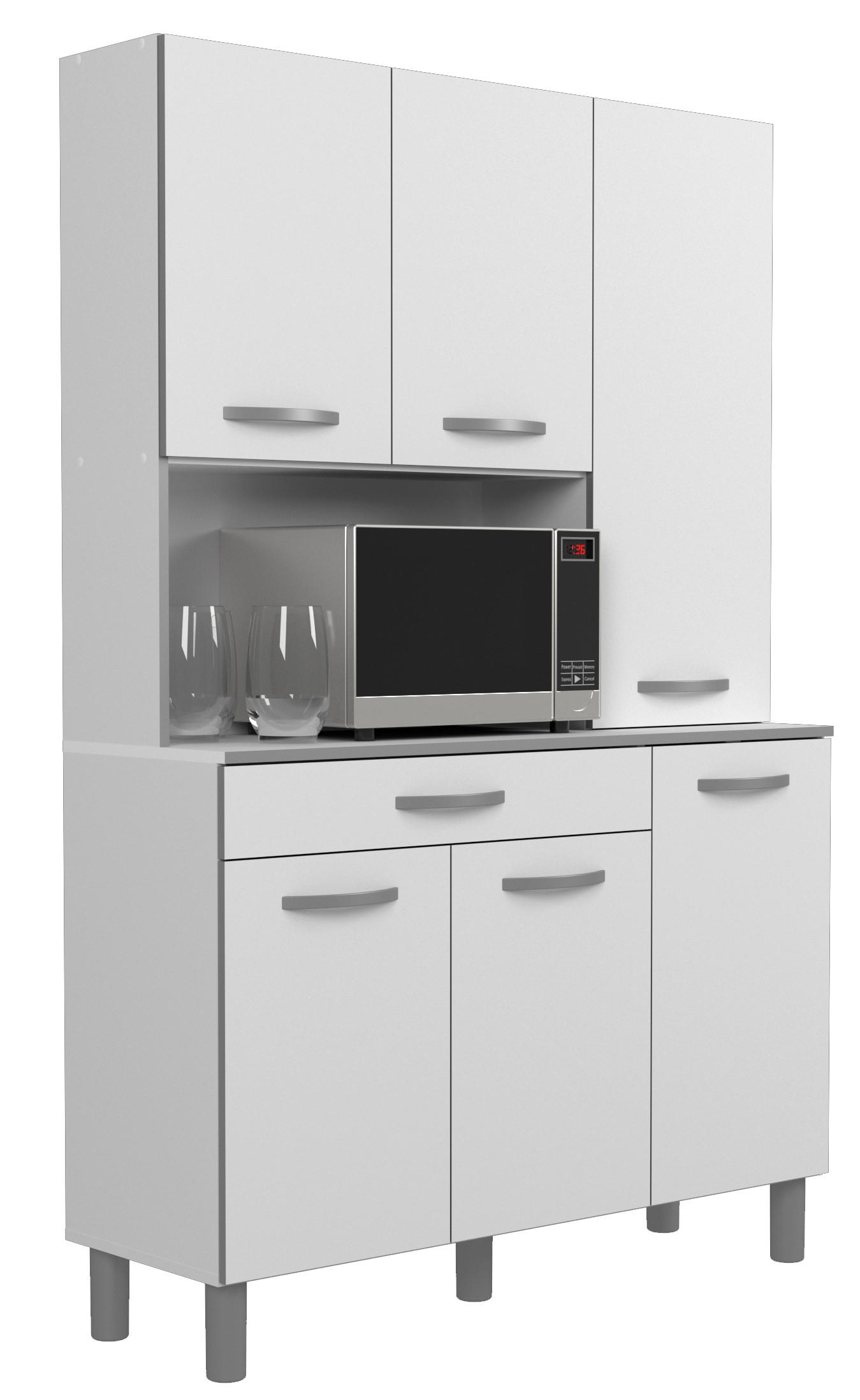 KÜCHENBUFFET Essential 22 in Weiß Küchenmöbel Küchenschrank - Weiß, Holzwerkstoff (80/200/120cm)