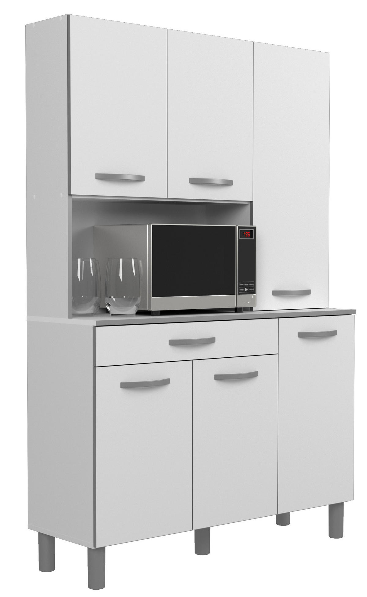 KÜCHENBUFFET Essential 22 in Weiß Küchenmöbel Küchenschrank - Weiß, Holzwerkstoff (80/200/120cm)