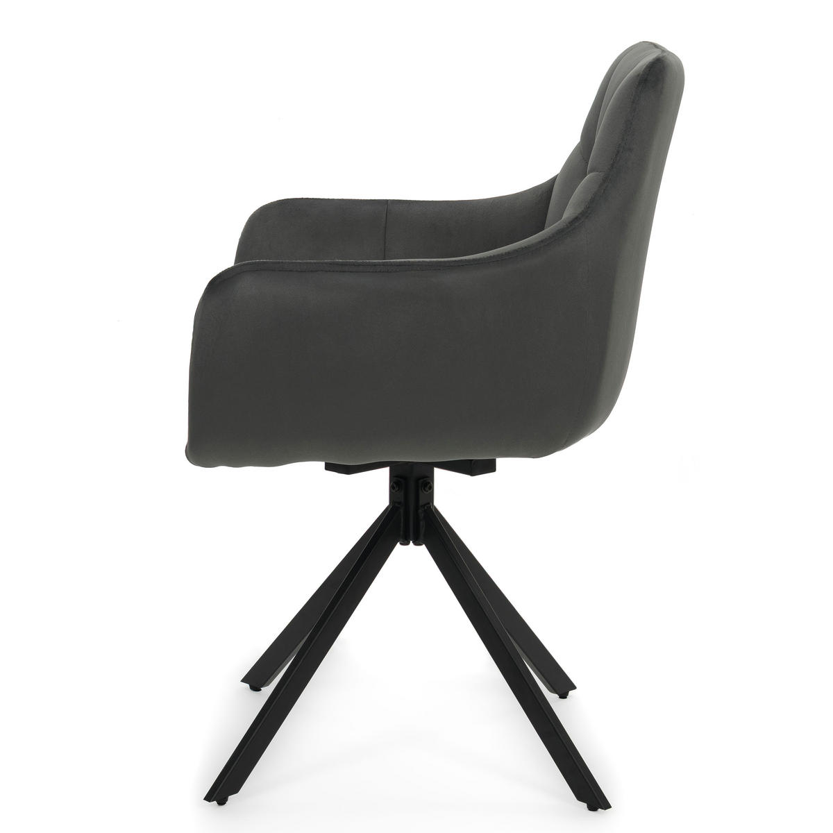 STUHL FANO X drehbar gepolsterter mit Steppung - grau - Velour - Schwarz/Grau, Textil/Metall (58/83/59cm) - NEW HOME
