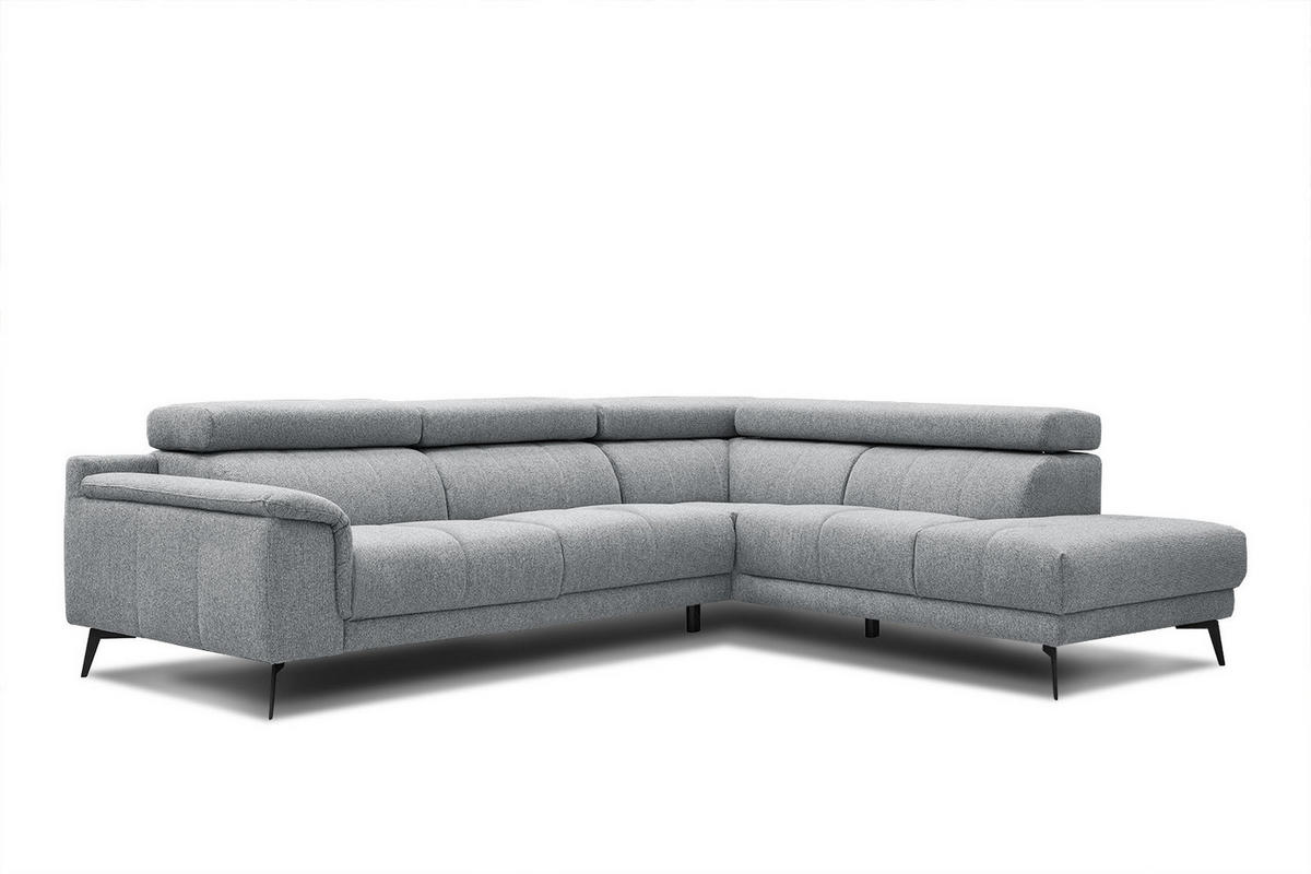 ECKSOFA FIERO 5-Sitzer, silberfarben - Silberfarben/Schwarz, Holzwerkstoff/Textil (269/158cm) - Courtois Laville