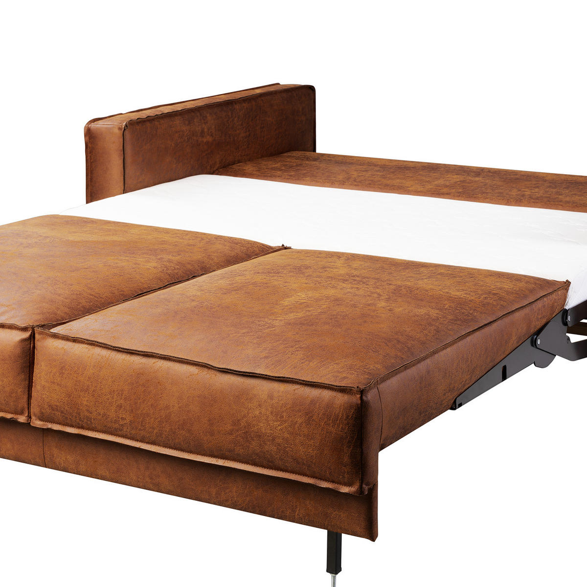 2-SITZER SOFA - Cognac/Schwarz, Leder/Textil (164/86/106cm) - home24