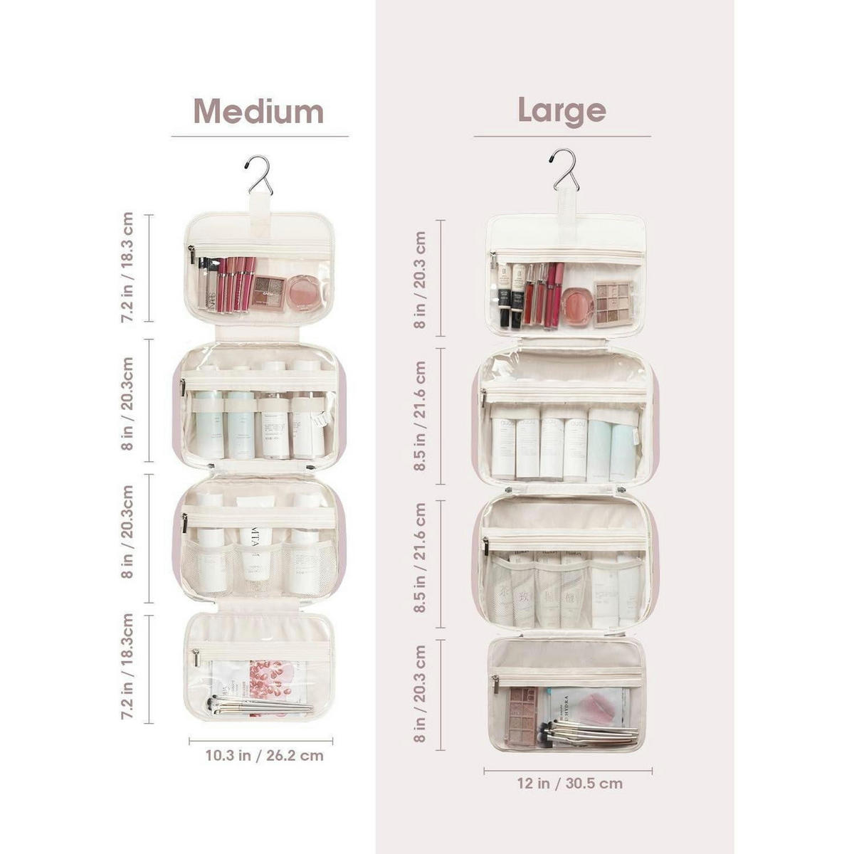 KULTURTASCHE zum Aufhängen Altrosa Medium - Rosa, Textil (5/5/1cm)