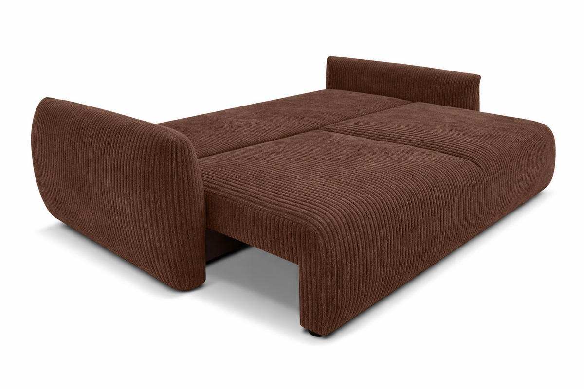 SOFA Mit Schlaffunktion Und Bettkasten, Cordstoff Poso, Braun, Zephira - Braun, Holz (238/87/102cm) - Kaiser Möbel