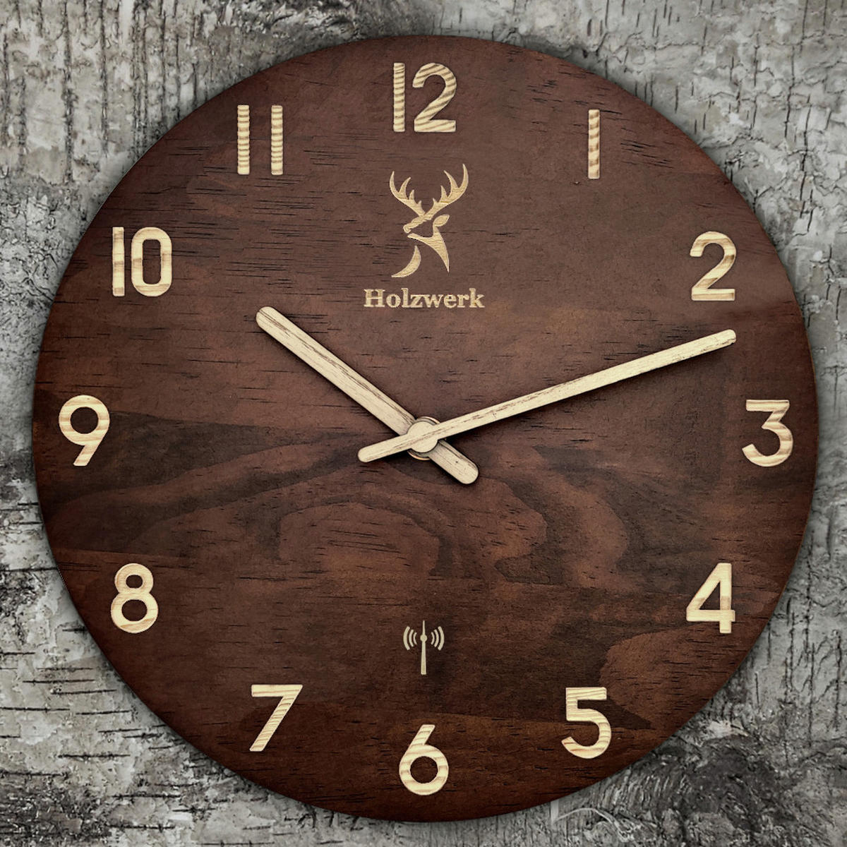 WANDUHR Holz Designer WINTERBERG (FUNK) Loft Wand Uhr, braun - Dunkelbraun/Beige, Holz (25/25/2.2cm) - Holzwerk
