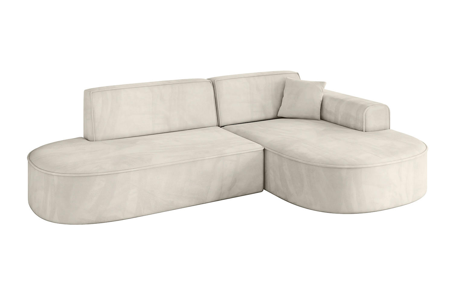 ECKSOFA Ottomane Rechts MARI-L1 - 243x171x79 cm Ecru Velours - Ecru/Schwarz, Holzwerkstoff/Kunststoff (171/243cm) - ALTDECOR