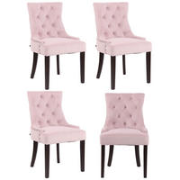 WOHNZIMMERSTUHL 4er Set Samt pink - Pink, Holz/Textil (55/92/58cm) - CLP