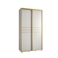 SCHWEBETÜRENSCHRANK 235,2/140/45 2-türig - Goldfarben/Weiß, Holz/Metall (140/235/45cm) - Abiks Möbel