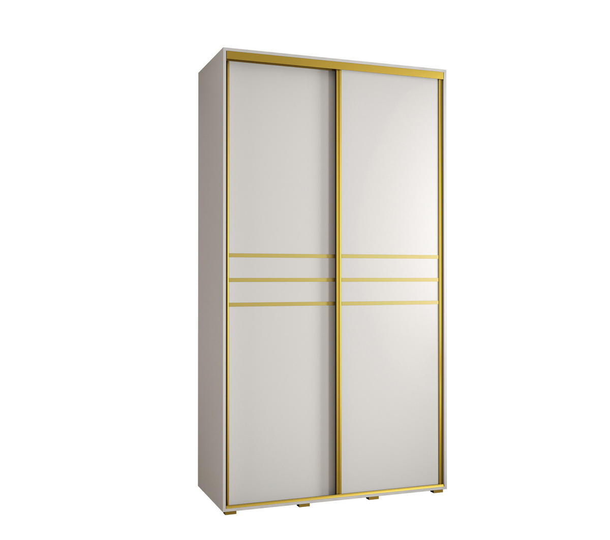 SCHWEBETÜRENSCHRANK 235,2/140/45 2-türig - Goldfarben/Weiß, Holz/Metall (140/235/45cm) - Abiks Möbel