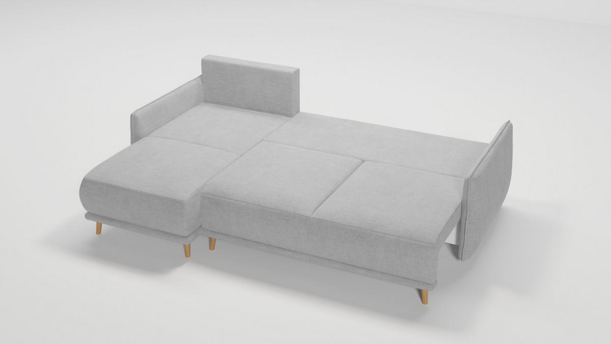 ECKSOFA Chroma Silber Luxusmicrofaser - Silberfarben/Braun, Holz/Textil (238/170cm) - S-Style Möbel