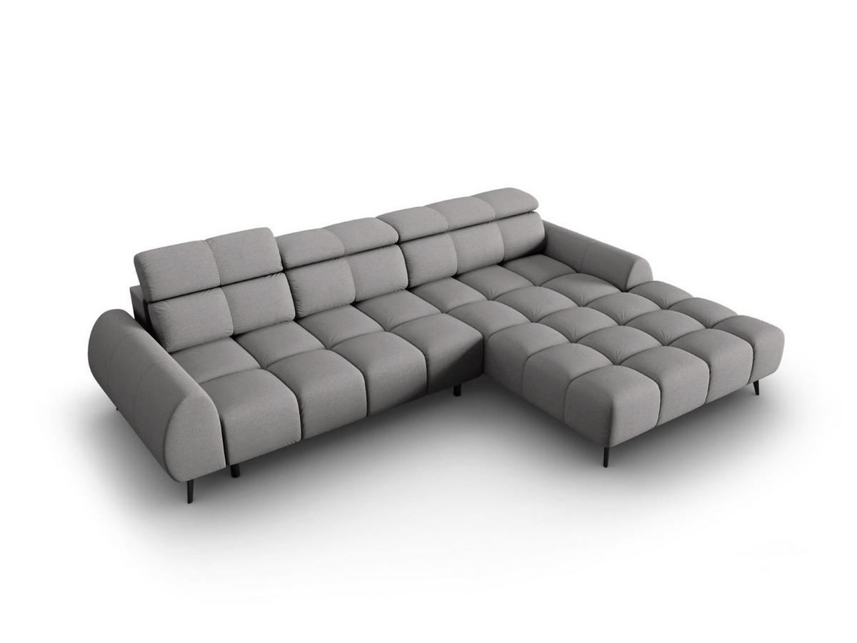 ELEKTRISCHES-ECKSOFA rechts Alyse aus strukturiertem Stoff hellgrau 5 Sitzplätze - Hellgrau, Textil (188/295cm) - Micadoni