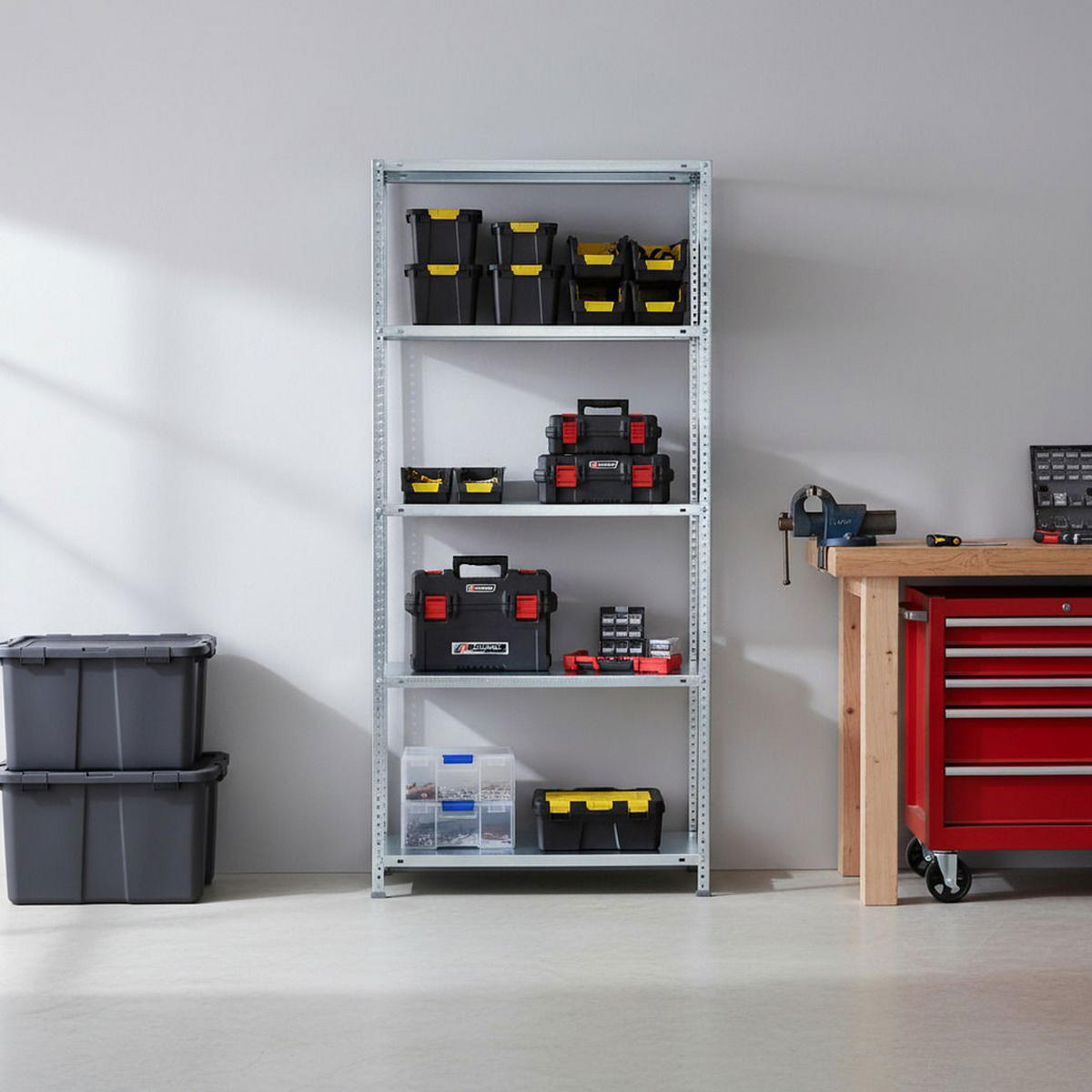 SCHRAUBREGAL PANDA TALL | HxBxT 200x100x40cm | 5 Fachböden | Fachlast 75kg | Verzinkt - Silberfarben, Metall (100/200/40cm) - PROREGAL