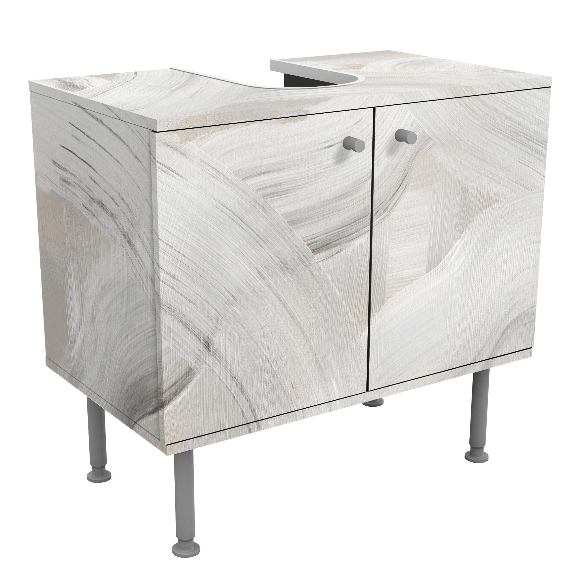 WASCHBECKENUNTERSCHRANK Weiße wandernde Wellen 60/55/35 cm - Weiß, Holzwerkstoff (60/55/35cm) - Bilderwelten
