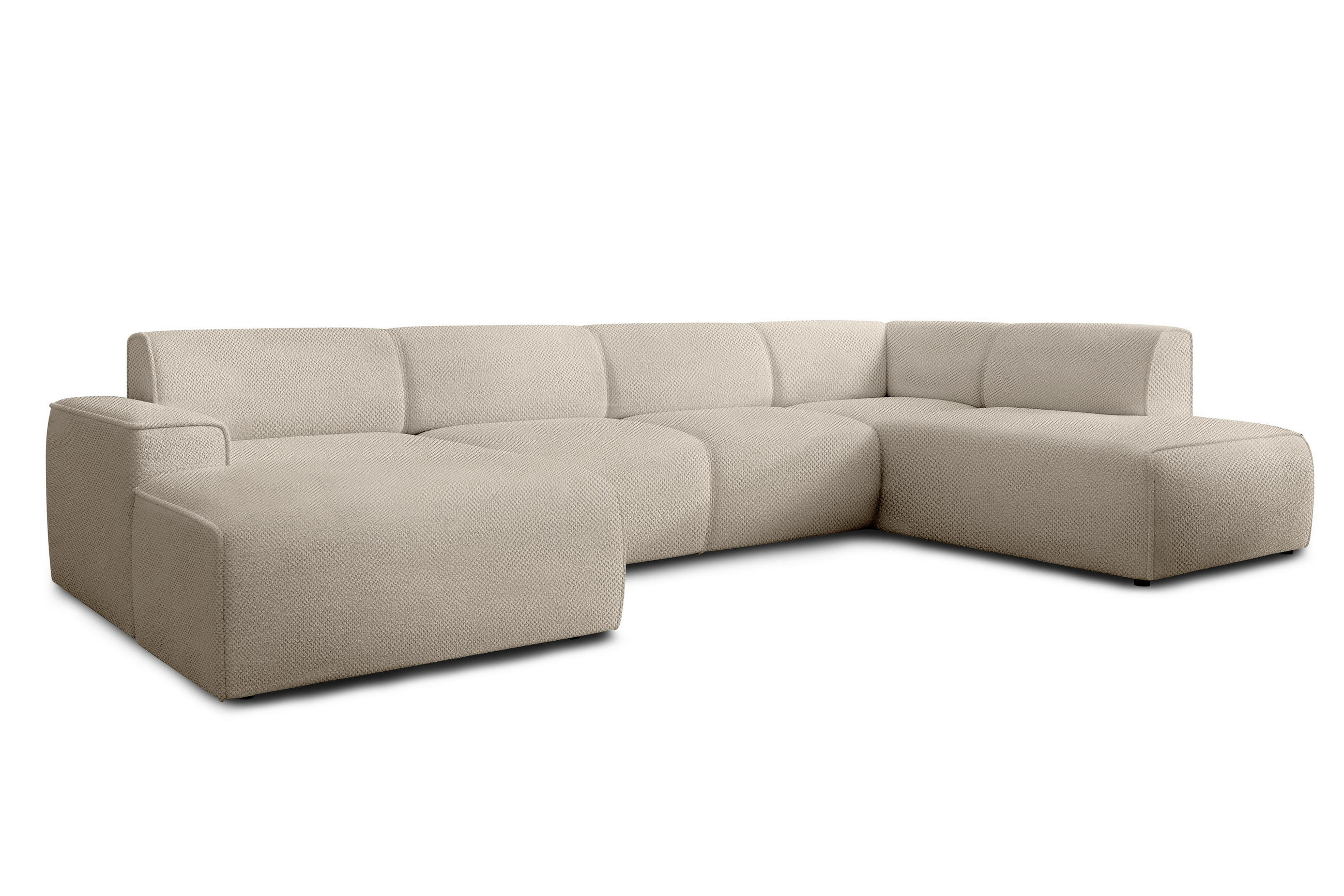 WOHNLANDSCHAFT Didim Taupe 378/220/78 cm – großes Sofa stilvoll & bequem R - Taupe/Schwarz, Kunststoff/Textil (378/78/220cm) - AX Living
