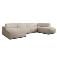 WOHNLANDSCHAFT Didim Taupe 378/220/78 cm – großes Sofa stilvoll & bequem R - Taupe/Schwarz, Kunststoff/Textil (378/78/220cm) - AX Living