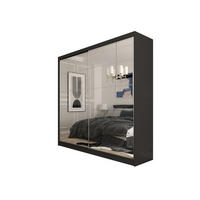 SCHWEBETÜRENSCHRANK FIORELLA 200/216/61 cm 2-türig mit Spiegel Schwarz - Schwarz, Holzwerkstoff (200/216/61cm) - MASSENO