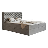 BOXSPRINGBETT 160x200 cm Doro mit Bettkasten, Matratze, Topper, Hellgrau - Hellgrau, Holz/Textil (160/200cm) - Emporius