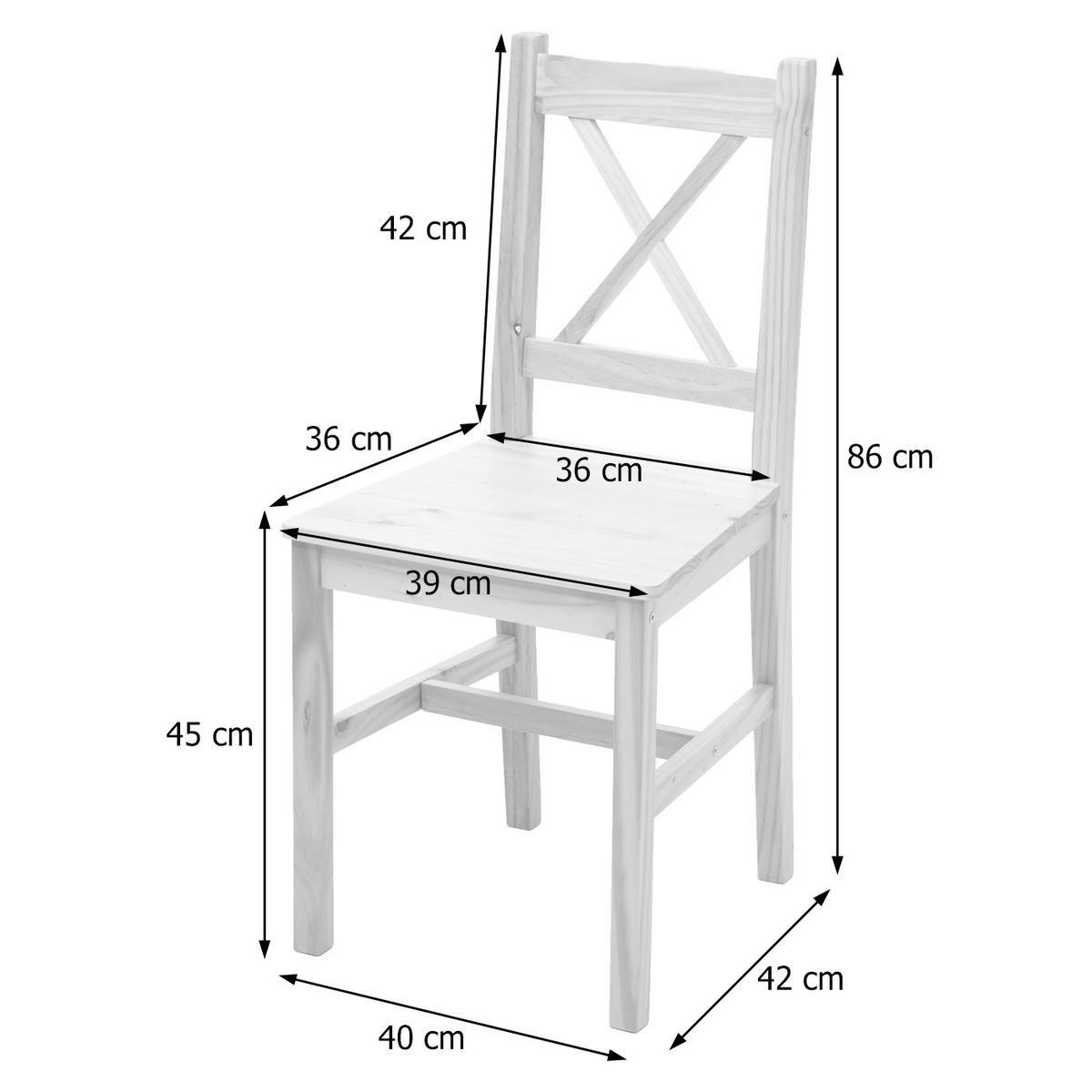 ESSZIMMERSTUHL 2er-Set 86x40x42cm Sitzhöhe 45cm Massiv-Holz Landhaus Weiß Lehnstuhl - Weiß, Holz (40/86/42cm) - CHEFGASTRO