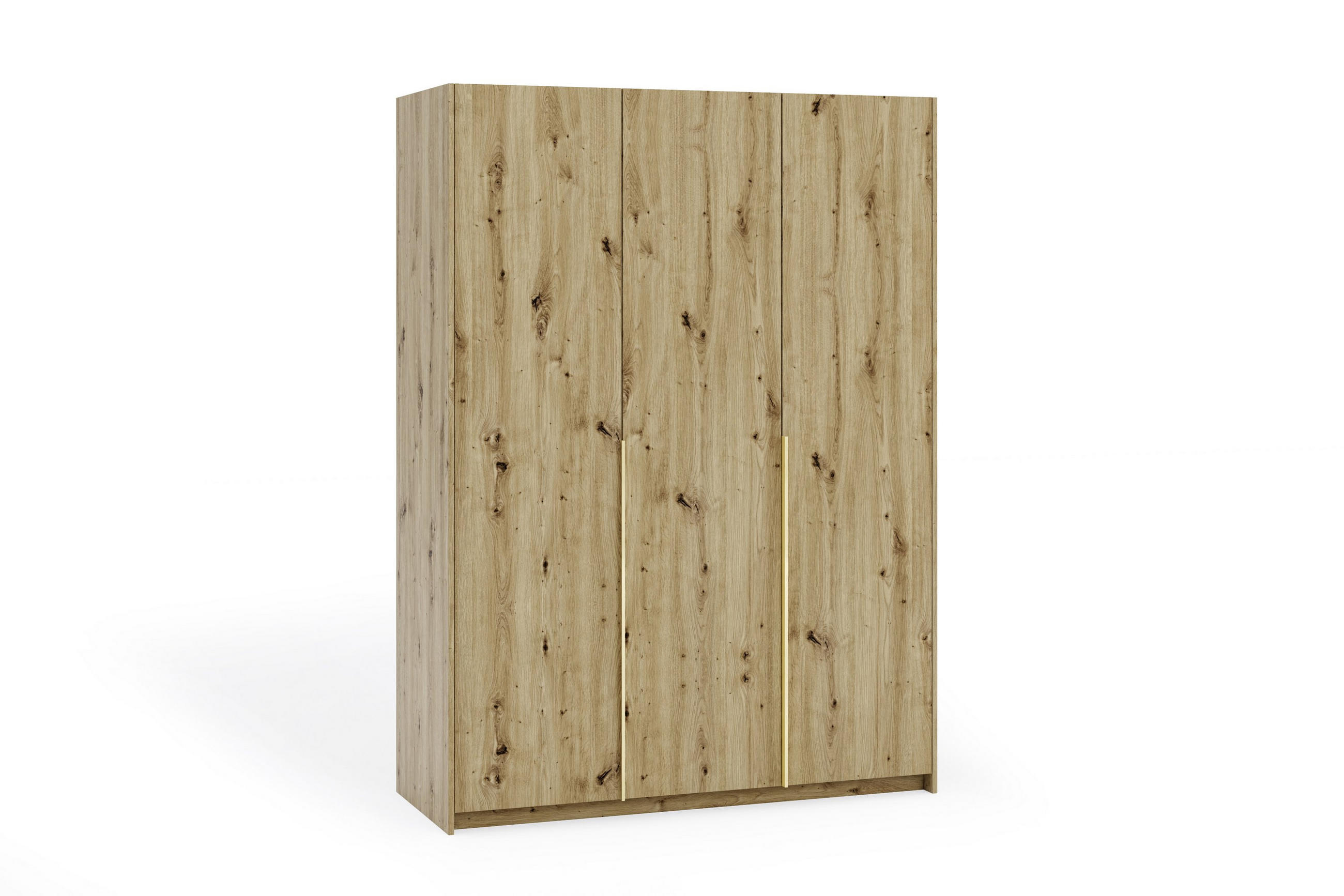 DREHTÜRENSCHRANK AMARA 148/204/58cm 3-türig Eiche Artisan - Goldfarben/Eiche Artisan, Holzwerkstoff (148/204/58cm) - MASSENO