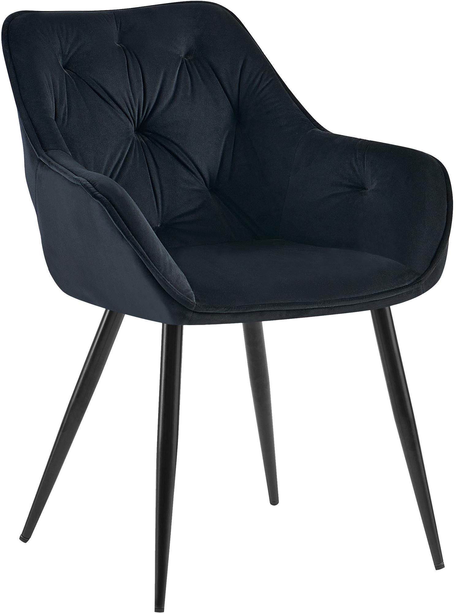 ARMLEHNENSTUHL Samt Schwarz - Schwarz, Textil/Metall (56/81/58cm) - CLP