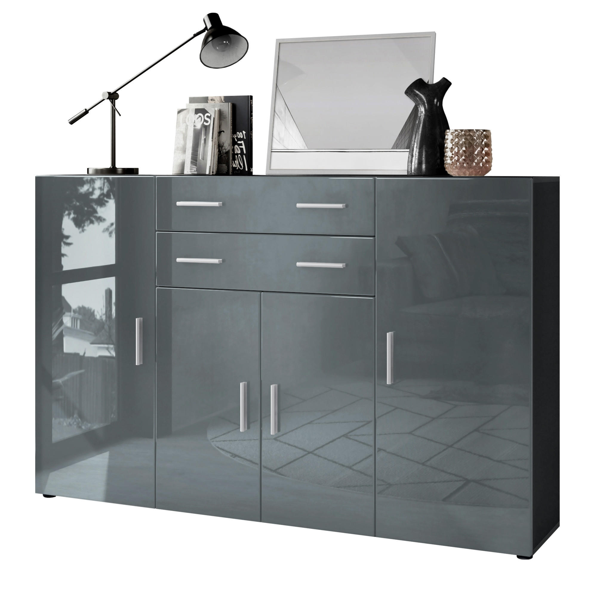 Vladon Highboard Grau 166.5x106.5x35 cm