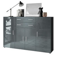 HIGHBOARD Aron Fronten in Grau Hochglanz - Grau, Holzwerkstoff (166.5/106.5/35cm) - Vladon