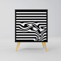SIDEBOARD SPECTRA SHOWCASE, Schwarz, 57,5x42x75,5 cm, Goldfarbene Metallfüße - Goldfarben/Multicolor, Holzwerkstoff/Metall (57.5/75.5/42cm) - SpaceRebels