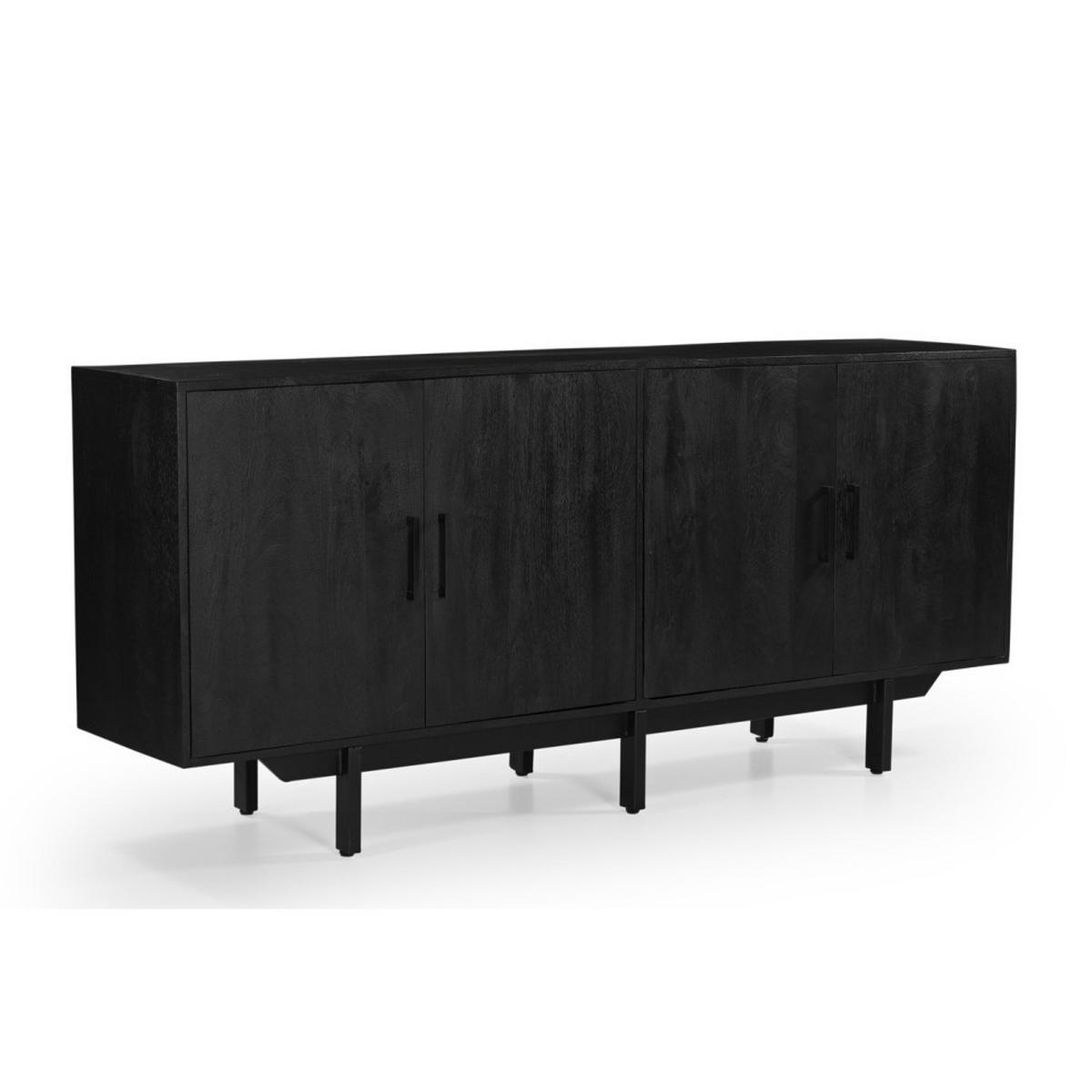 KOMMODE aus Mangoholz 180x40x80cm, schwarz - Schwarz, Holz (180/80/40cm) - Giga Meubel