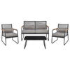 LOUNGE SET 4-Sitzer Metal schwarz Pomonte - Schwarz/Grau, Metall - Beliani