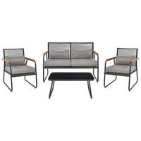 LOUNGE SET 4-Sitzer Metal schwarz Pomonte - Schwarz/Grau, Metall - Beliani
