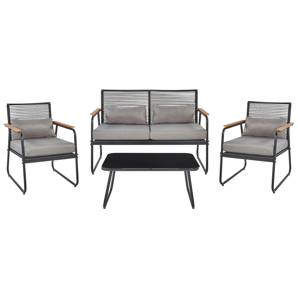 LOUNGE SET 4-Sitzer Metal schwarz Pomonte - Schwarz/Grau, Metall - Beliani