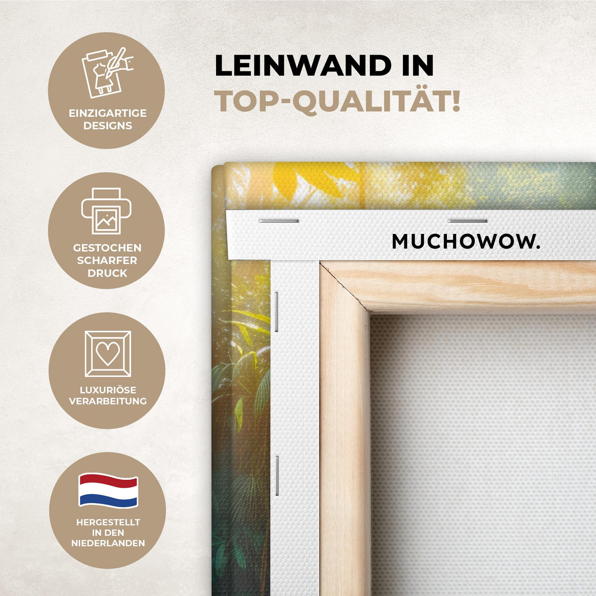 LEINWANDBILD Wasserfall - Dschungel - Sonne - Grün - Natur Deko Wohnzimmer 20x30 cm - Grün, Textil (20/30cm) - MuchoWow