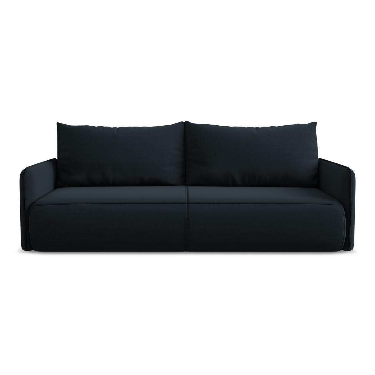 3-SITZER SOFA mit Schlaffunktion Samt Stoff Blau - Blau/Schwarz, Kunststoff/Textil (216/86/105cm) - LaMiaSofa