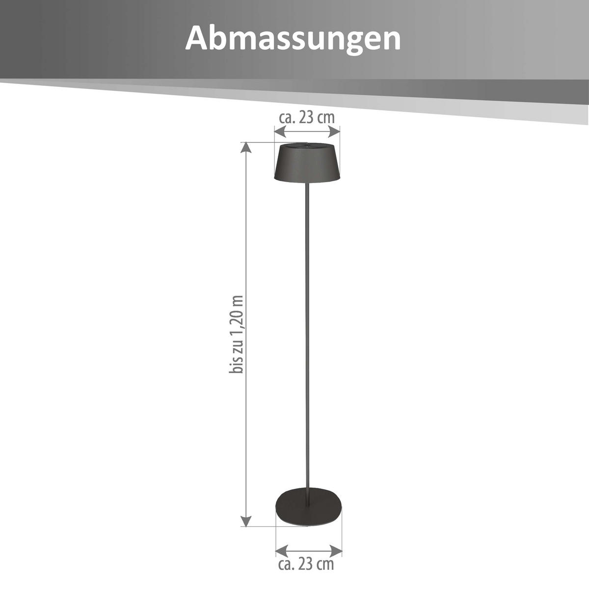 LED-STEHLEUCHTE Solar Outdoor bis zu 120cm Metall schwarz - Schwarz, Metall (23/23/120cm) - Northpoint