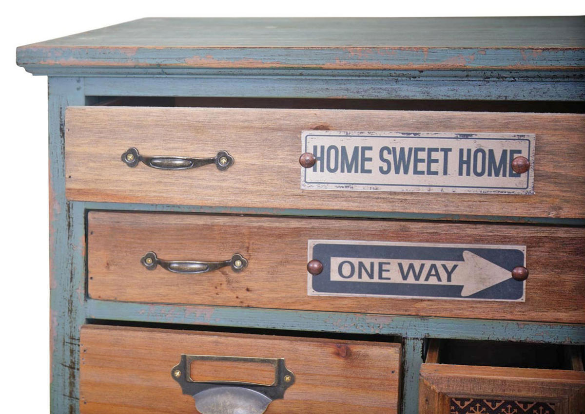 APOTHEKER-SCHRANK Blau, Multicolor - Blau/Multicolor, Holz (57/138/32cm) - MCW