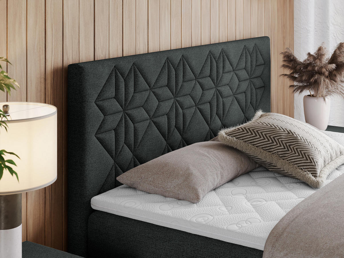 BOXBETT LEILA 120/200 Dunkelgrau Struktur - H3 - Dunkelgrau, Holz/Textil (120/200cm) - MKS