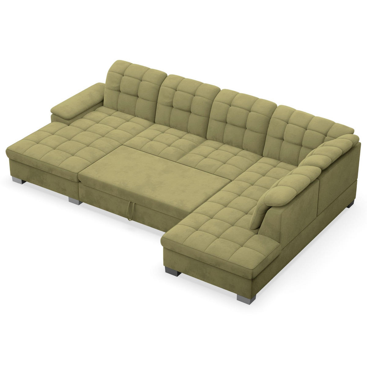 WOHNLANDSCHAFT Jamaal Olivgrün Velours linksseitig - Schwarz/Olivgrün, Textil (330/106/212cm) - Selsey