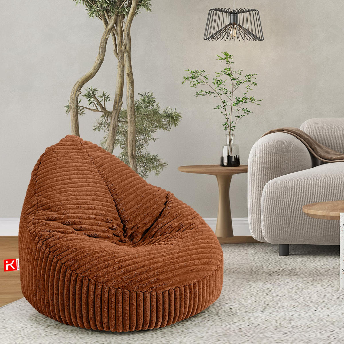SITZSACK COSMO II aus Kordstoff, Dunkelorange - Dunkelorange, Textil (85/80/85cm) - KONSIMO®