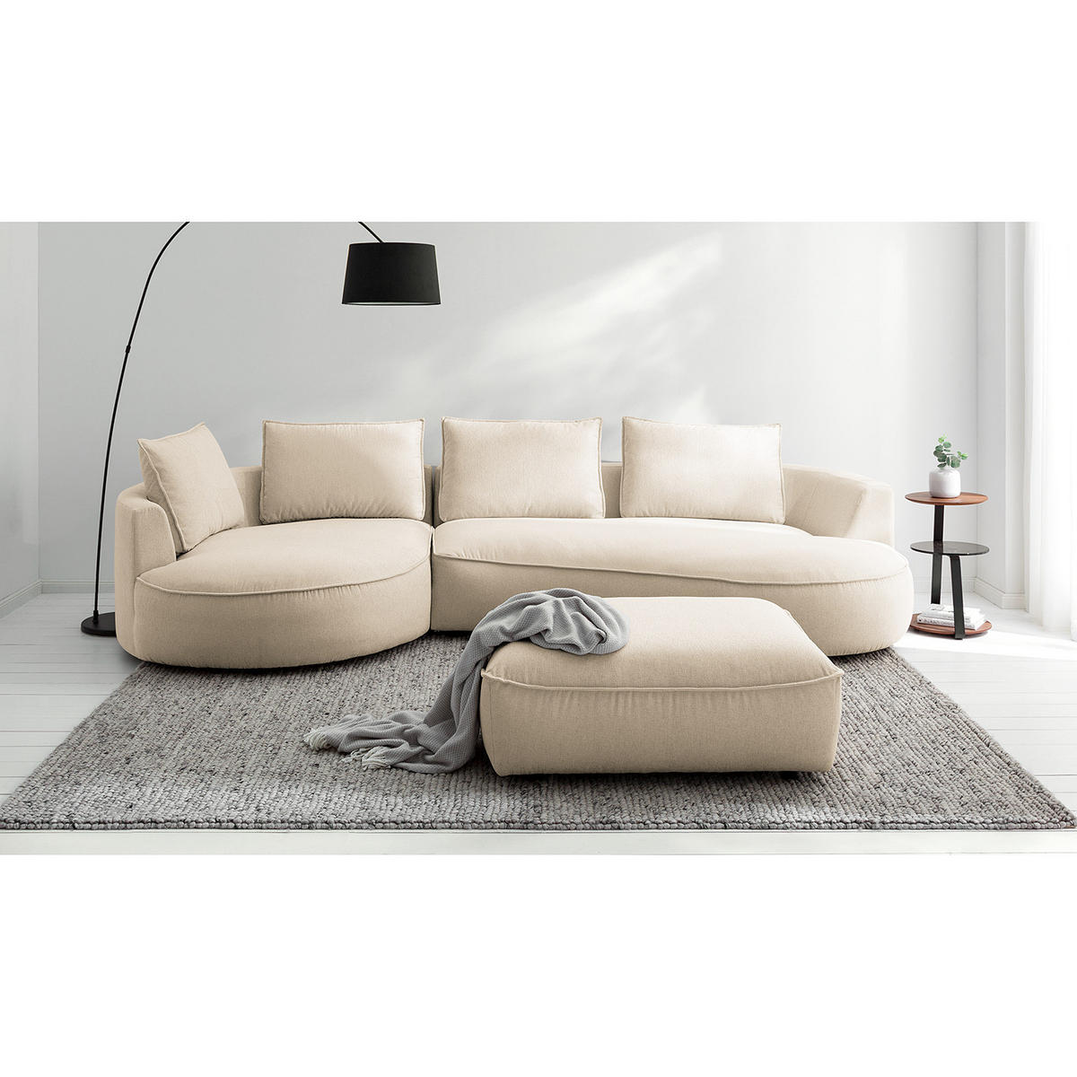 BIGSOFA - Beige, Kunststoff/Textil (322/82/154cm) - home24