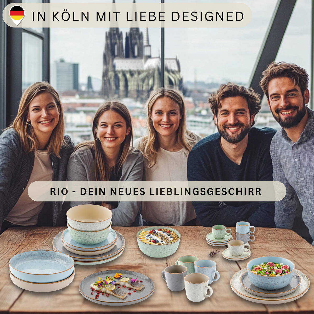 KAFFEEBECHER SET RIO - 4 teilig aus Steingut - Multicolor, Keramik (0.43L) - Sänger