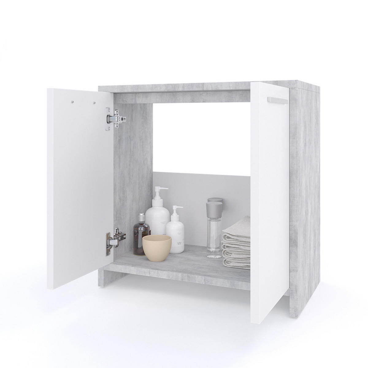 WASCHBECKENUNTERSCHRANK Kiko Beton 58 x 60 cm - Weiß/Grau, Holzwerkstoff (58/60/33cm) - Vicco