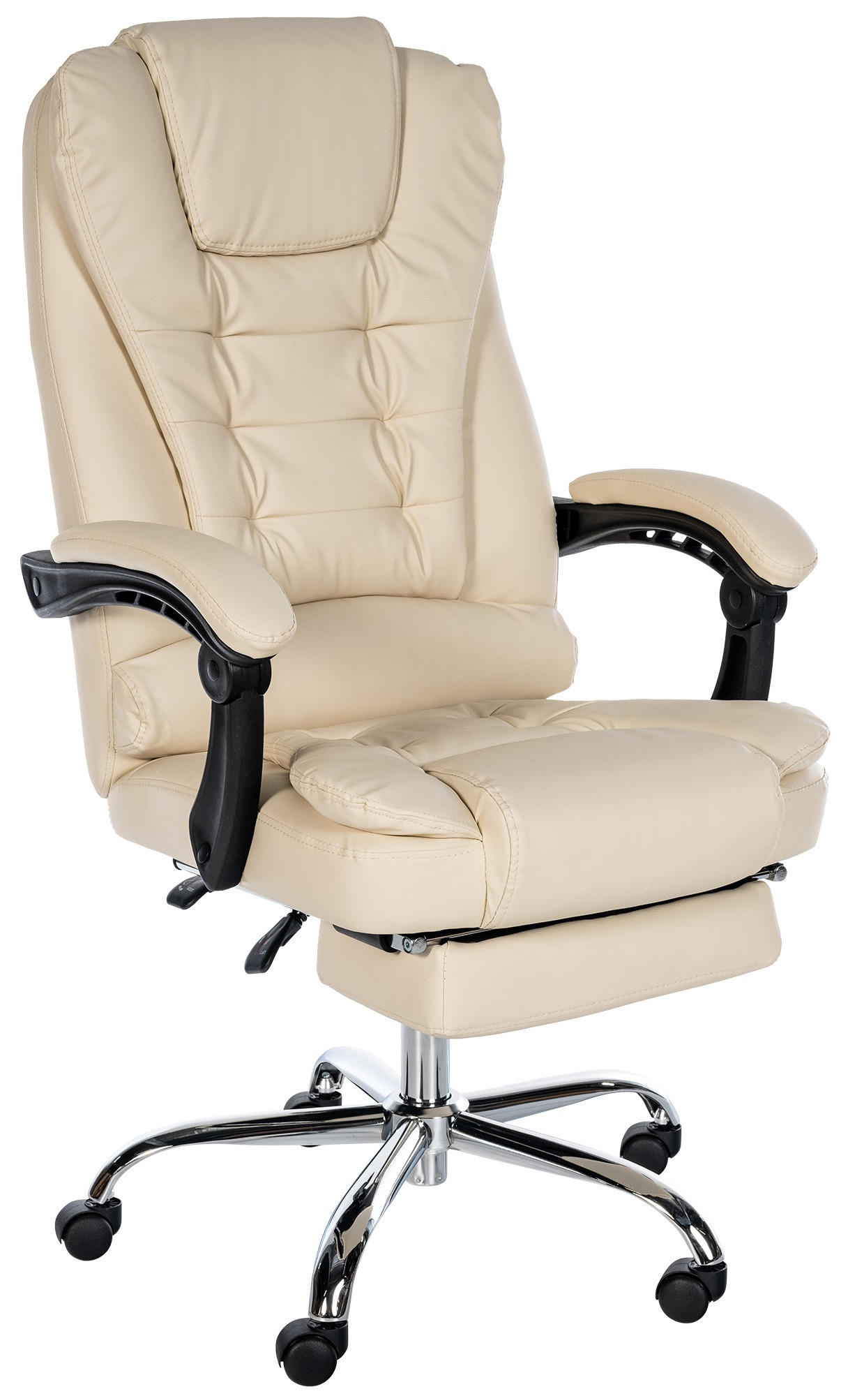 CHEFSESSEL Lederlook creme - Chromfarben/Creme, Textil/Metall (67/115/68cm) - CLP