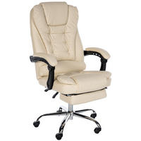 CHEFSESSEL Lederlook creme - Chromfarben/Creme, Textil/Metall (67/115/68cm) - CLP