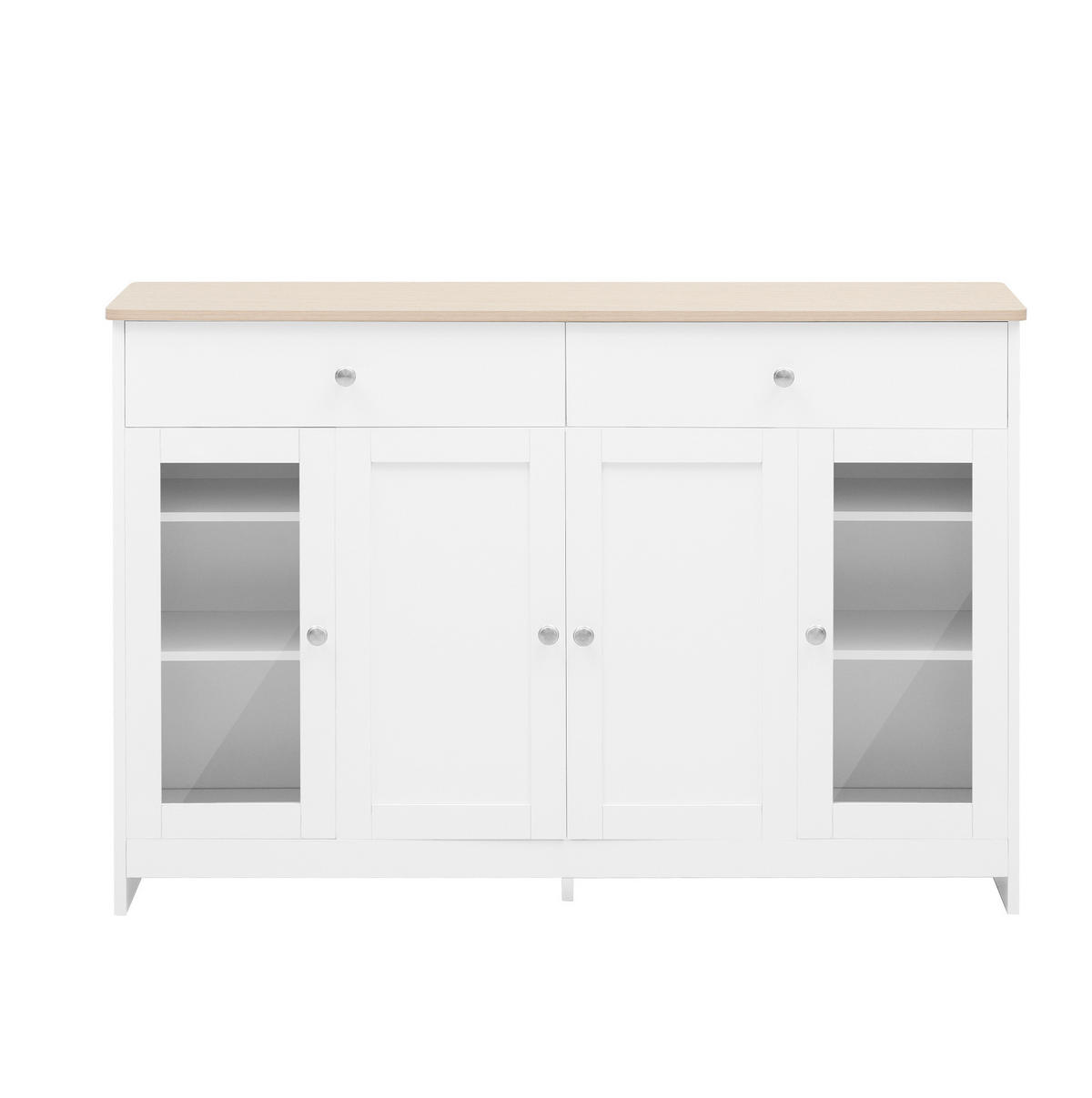 SIDEBOARD 120/37/80 cm weiß/Holzfarbe aus MDF mit Stauraum - Weiß, Holzwerkstoff (120/80/37cm) - OKWISH