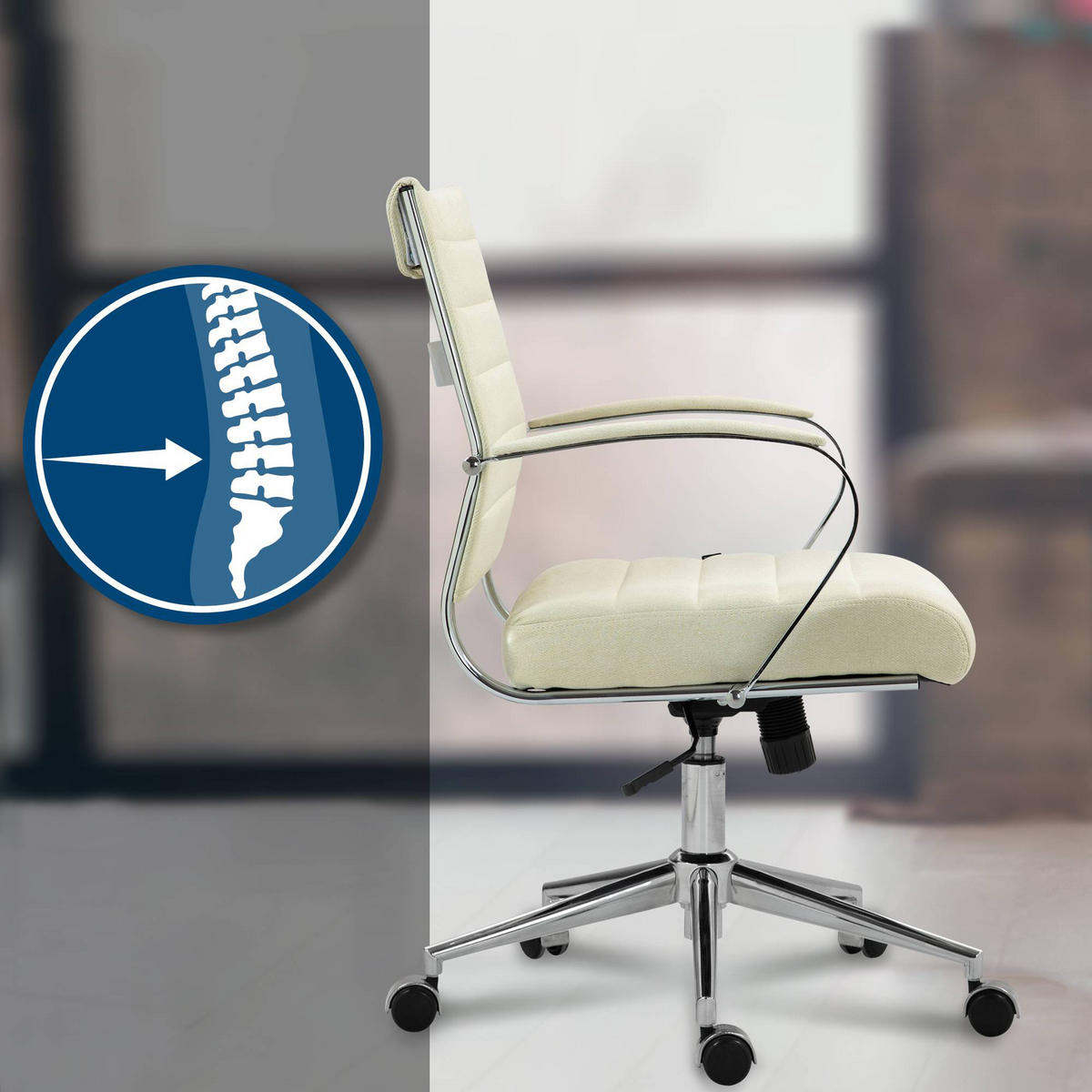 BÜROSTUHL Rynex Stoff creme - Chromfarben/Creme, Textil/Metall (57/100/62cm) - TPFLiving
