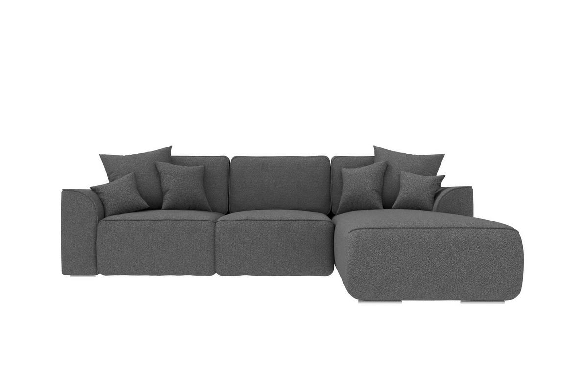 ECKSOFA GUSTO Strukturstoff Anthrazit Rechts inkl. Schlaffunktion - Chromfarben/Anthrazit, Kunststoff/Textil (295/194cm) - 99rooms