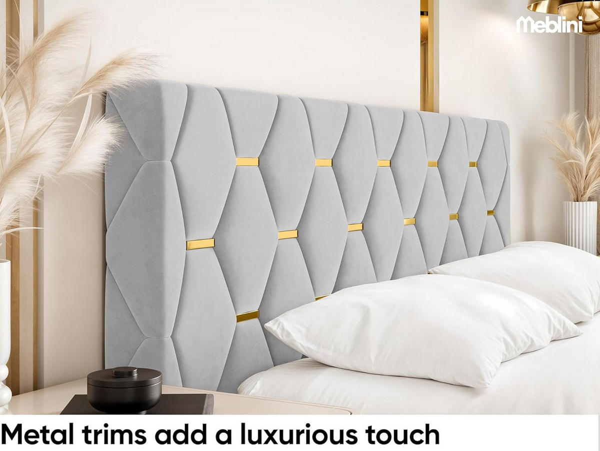 BETT VERSAL H3 - Goldfarben/Hellgrau, Holzwerkstoff (160/200cm) - Meblini
