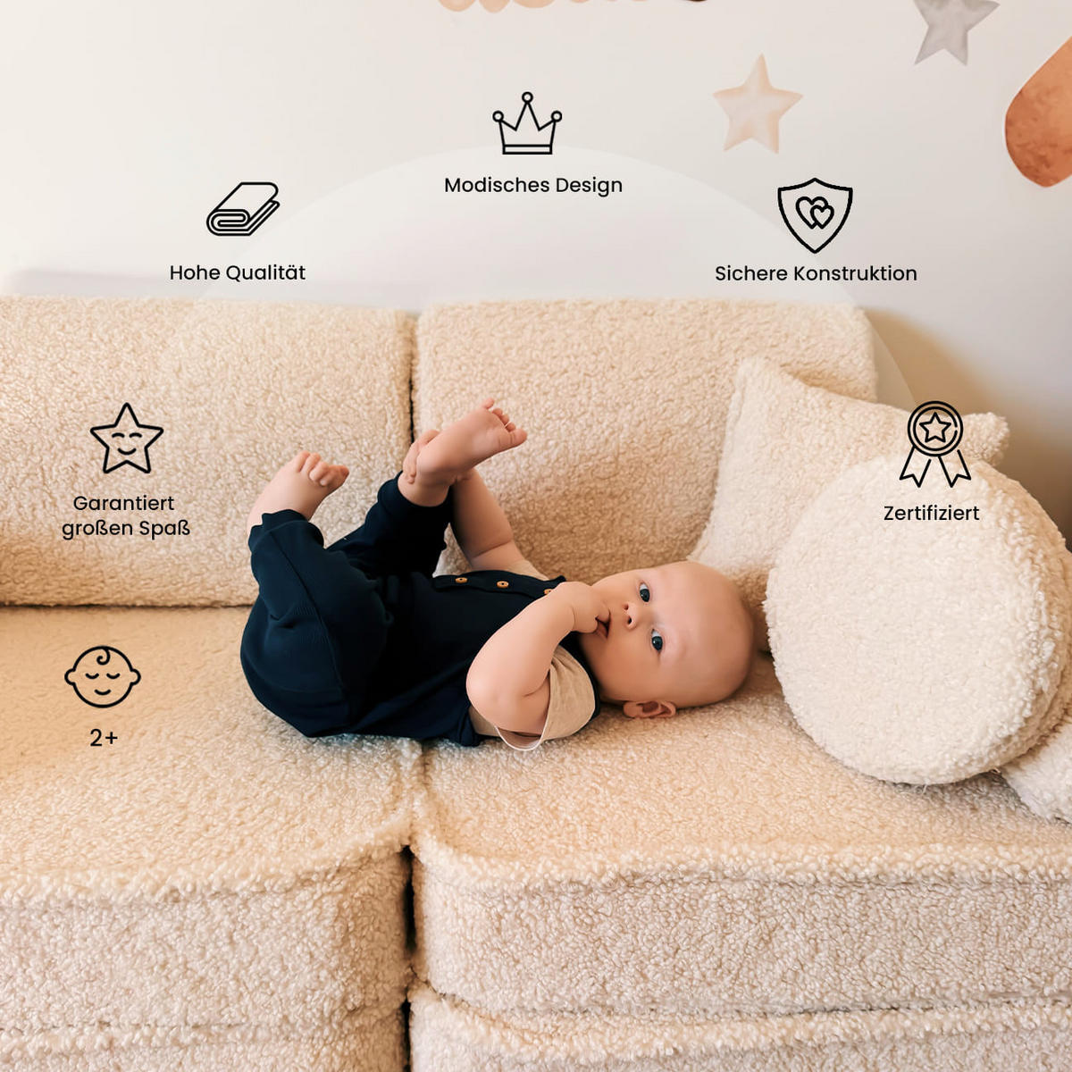 KINDERSOFA, Pocket Basic, Churros, Salboliv - Olivgrün, Textil (120/25/60cm) - MeowBaby