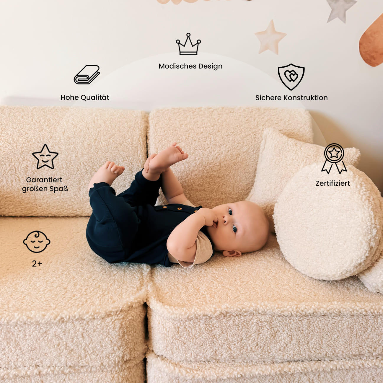Thumbnail - MeowBaby Kindersofa,, Trüffeleiche, Textil, 120x25x60 cm, Kinder- & Jugendzimmer, Kindermöbel, Kindersitzmöbel & -tische...